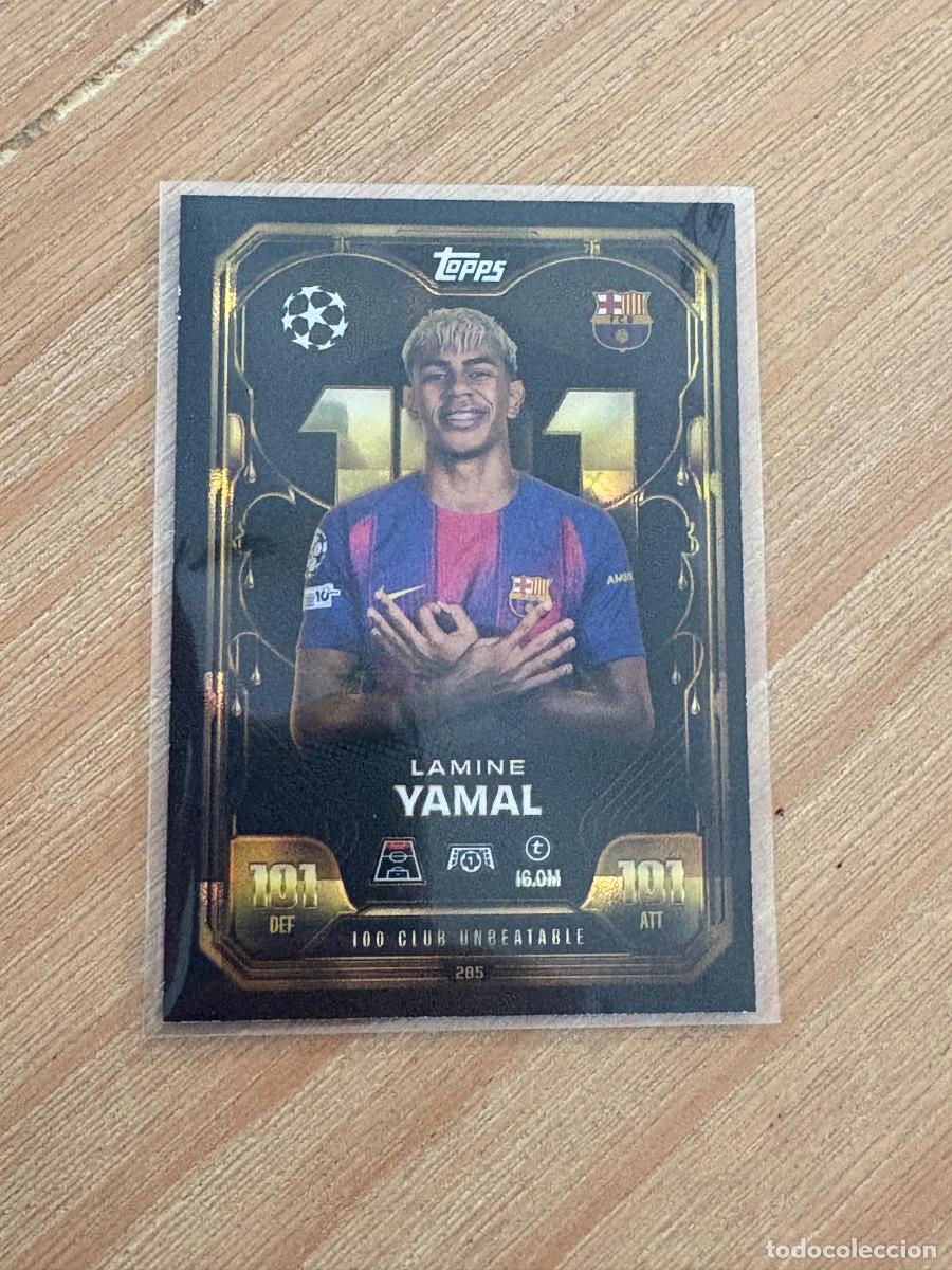 Cromos de F&uacute;tbol: YAM. CROMO N 285 LAMINE YAMAL BARCELONA 100 CLUB UNBEATABLE MATCH ATTAX EXTRA 2025-26 25-26 TOPPS