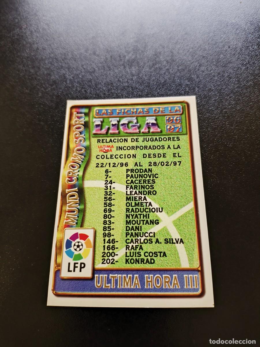 Cromos de F&uacute;tbol: INDICE ULTIMA HORA III CORREGIDO UH MUNDICROMO LIGA 1996 1997 96 97 NO PANINI ESTE