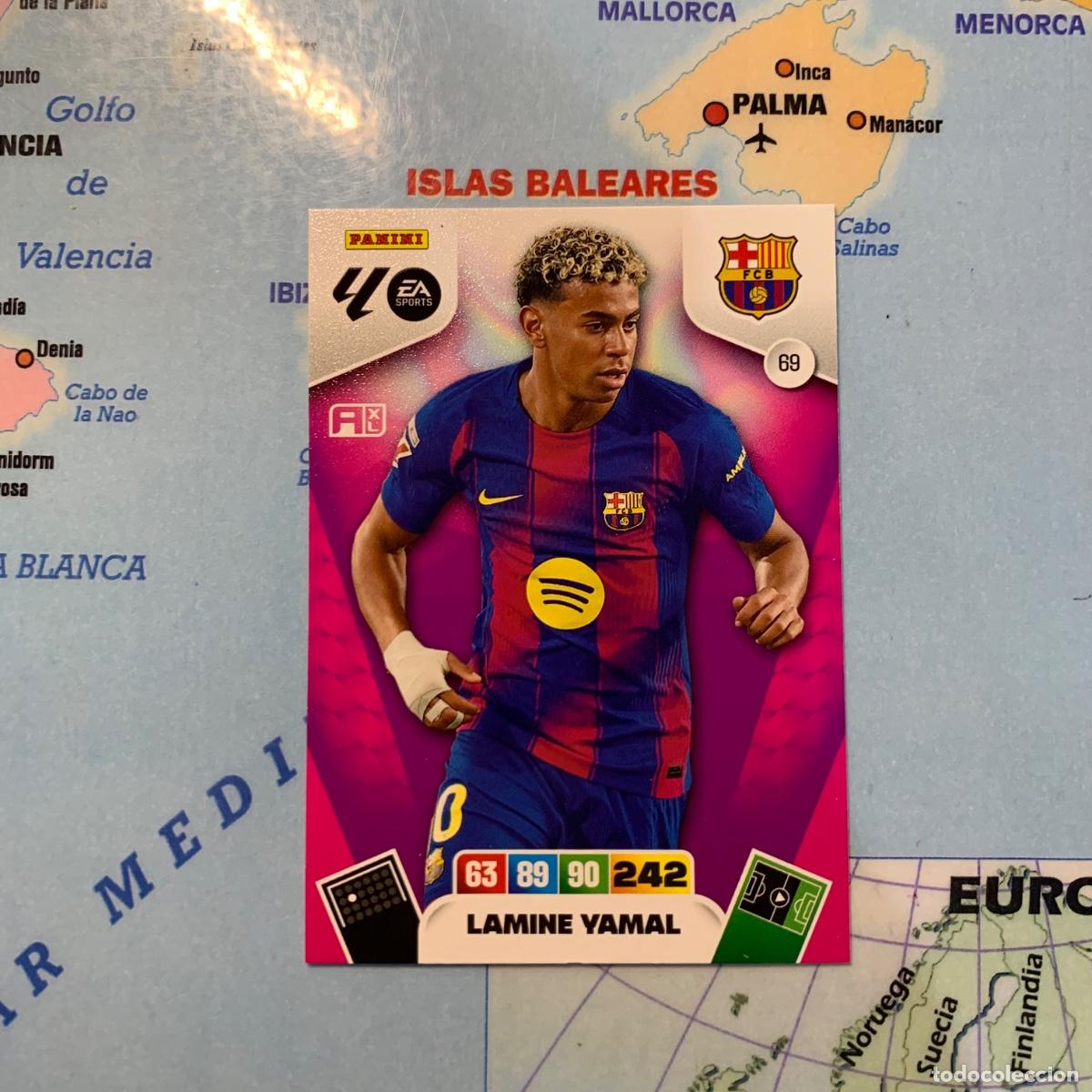 Cromos de F&uacute;tbol: Lamine Yamal n&uacute;mero 69 del Barcelona cromo adrenalyn XL 25-26 2025-2026