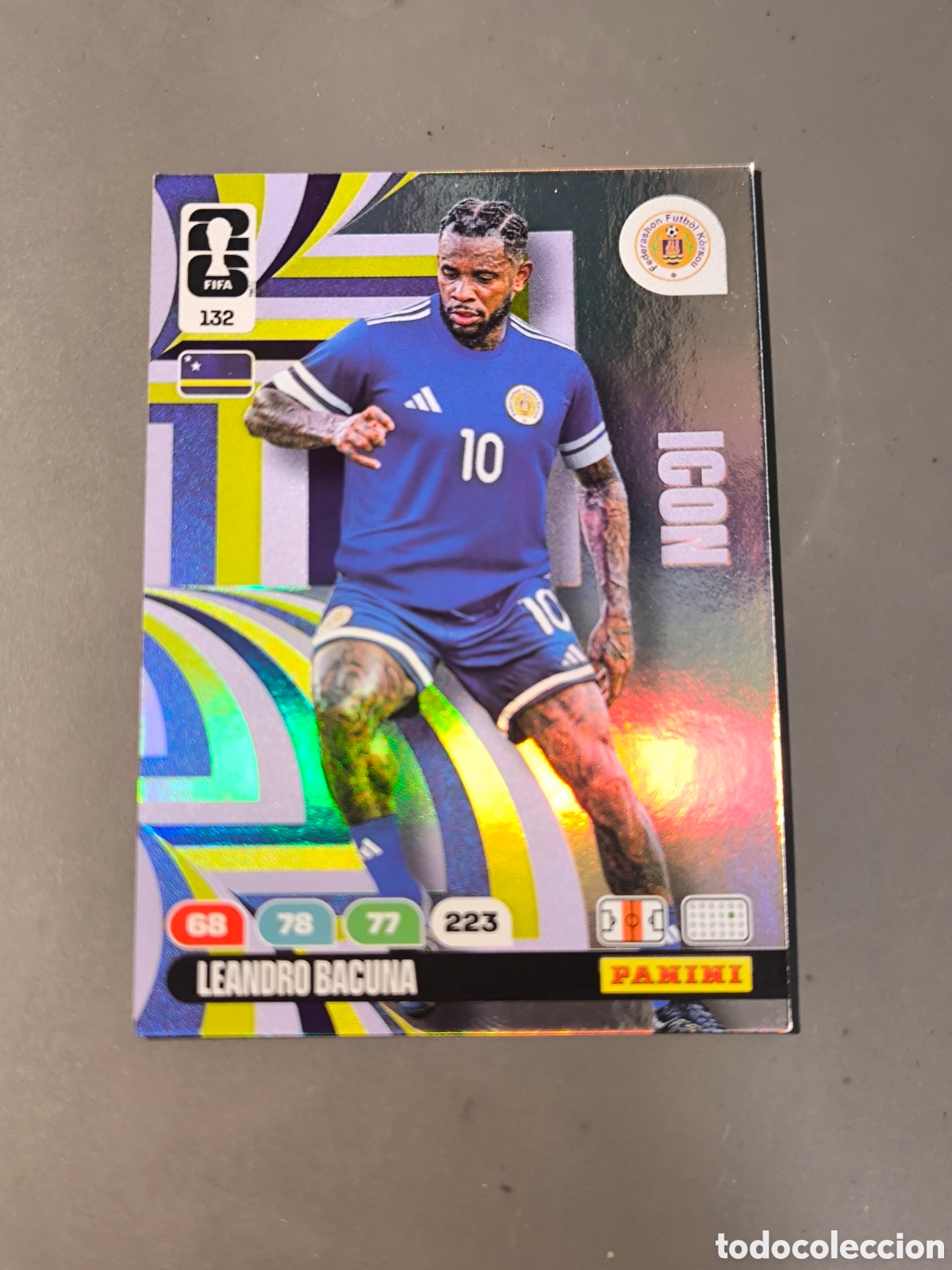 Cromos de F&uacute;tbol: LEANDRO BACUNA 132 Icon Selecci&oacute;n Curazao Mundial Adrenalyn 2026