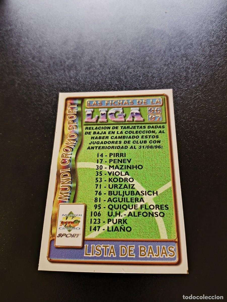 Fu&szlig;ball-Sticker: LISTA DE BAJAS MUNDICROMO LIGA 1996 1997 96 97 NO PANINI ESTE