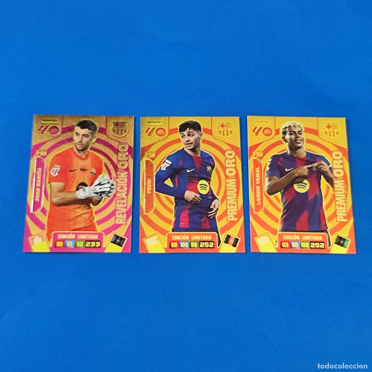 Cromos de F&uacute;tbol: Adrenalyn 2025 2026 / 25 26 Edici&oacute;n Limitada Revelaci&oacute;n Oro Joan Garc&iacute;a Premium Oro Yamal Pedri