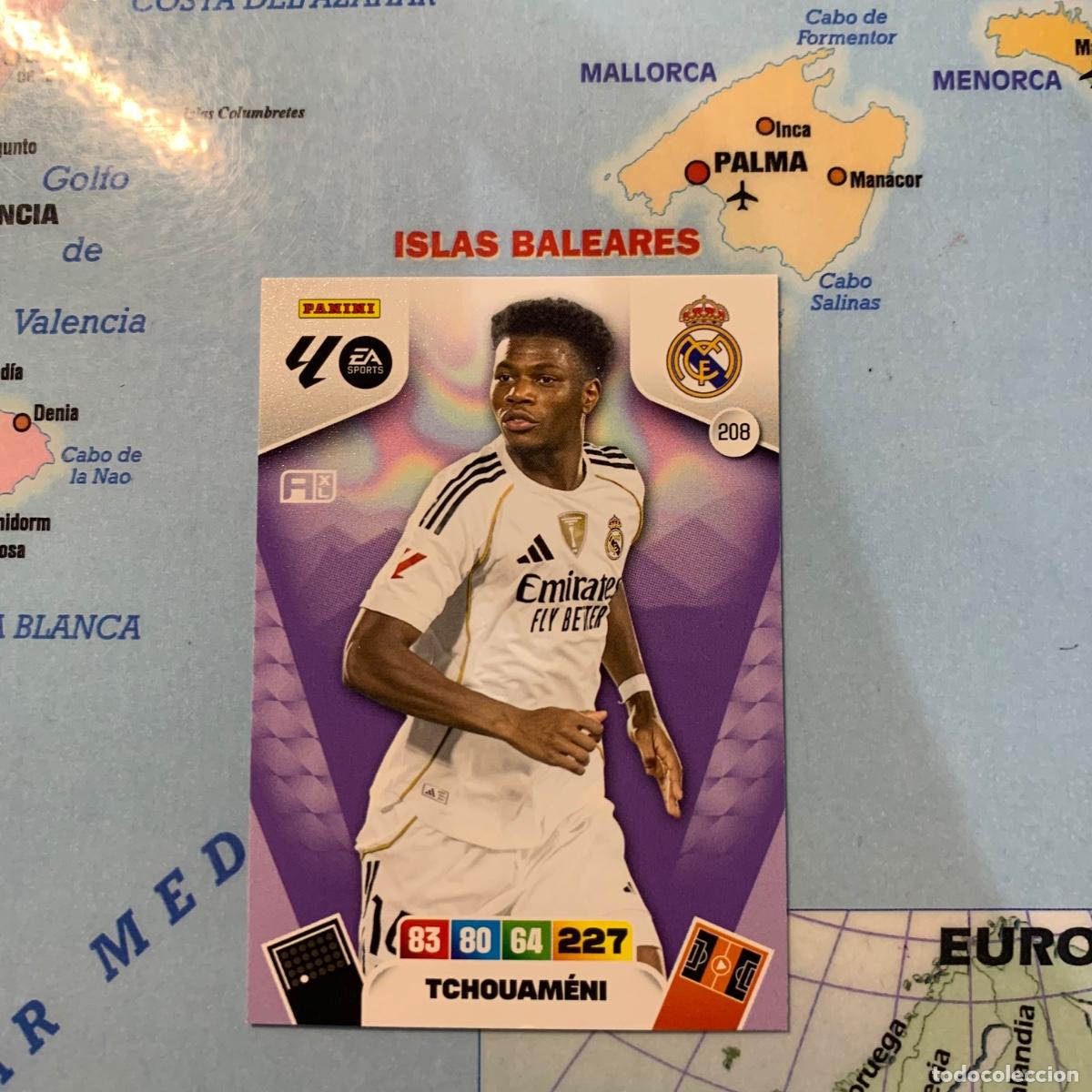 Cromos de F&uacute;tbol: Tchouameni n&uacute;mero 208 del Real Madrid cromo adrenalyn XL 25-26 2025-2026
