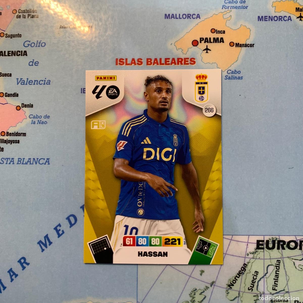 Cromos de F&uacute;tbol: Hassan n&uacute;mero 266 del Oviedo cromo adrenalyn XL 25-26 2025-2026