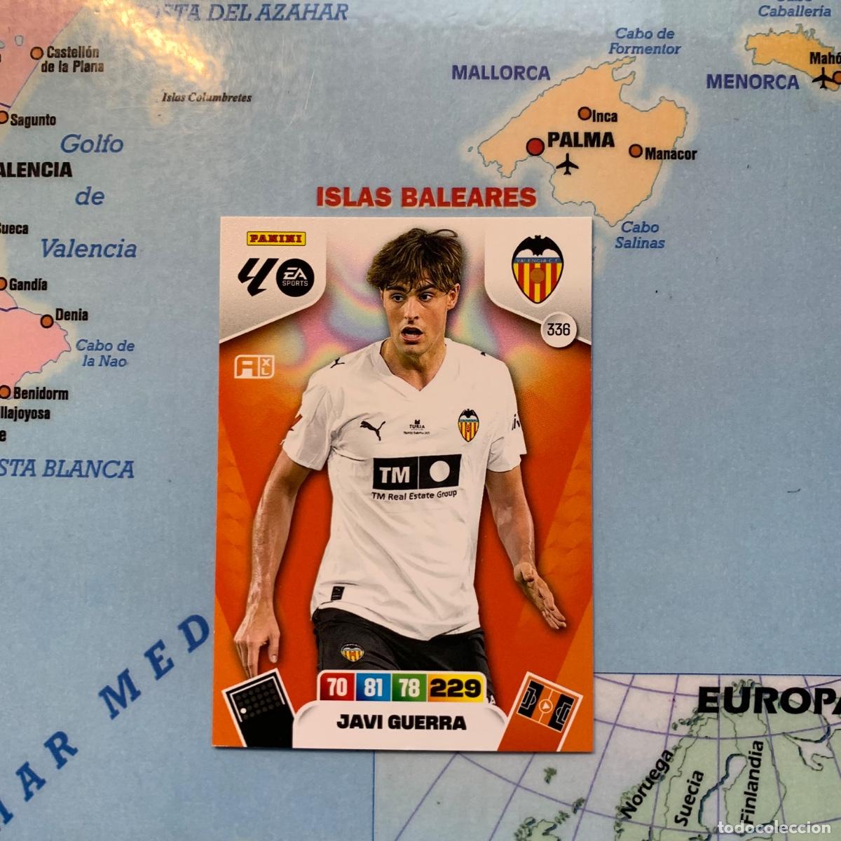 Cromos de F&uacute;tbol: Javi Guerra n&uacute;mero 336 del Valencia cromo adrenalyn XL 25-26 2025-2026