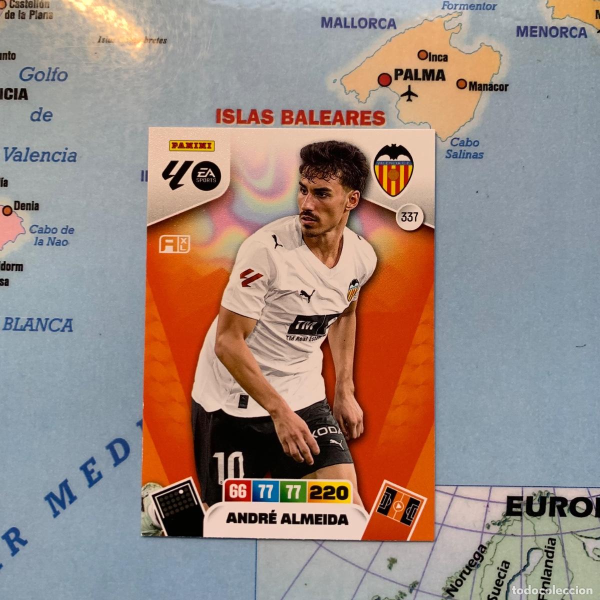 Cromos de F&uacute;tbol: Andr&eacute; Almeida n&uacute;mero 337 del Valencia cromo adrenalyn XL 25-26 2025-2026