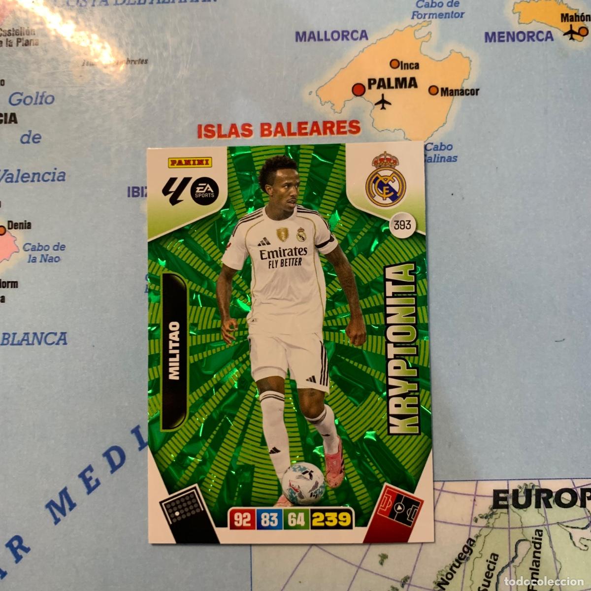 Cromos de F&uacute;tbol: Militao kryptonita n&uacute;mero 393 del Real Madrid cromo adrenalyn XL 25-26 2025-2026