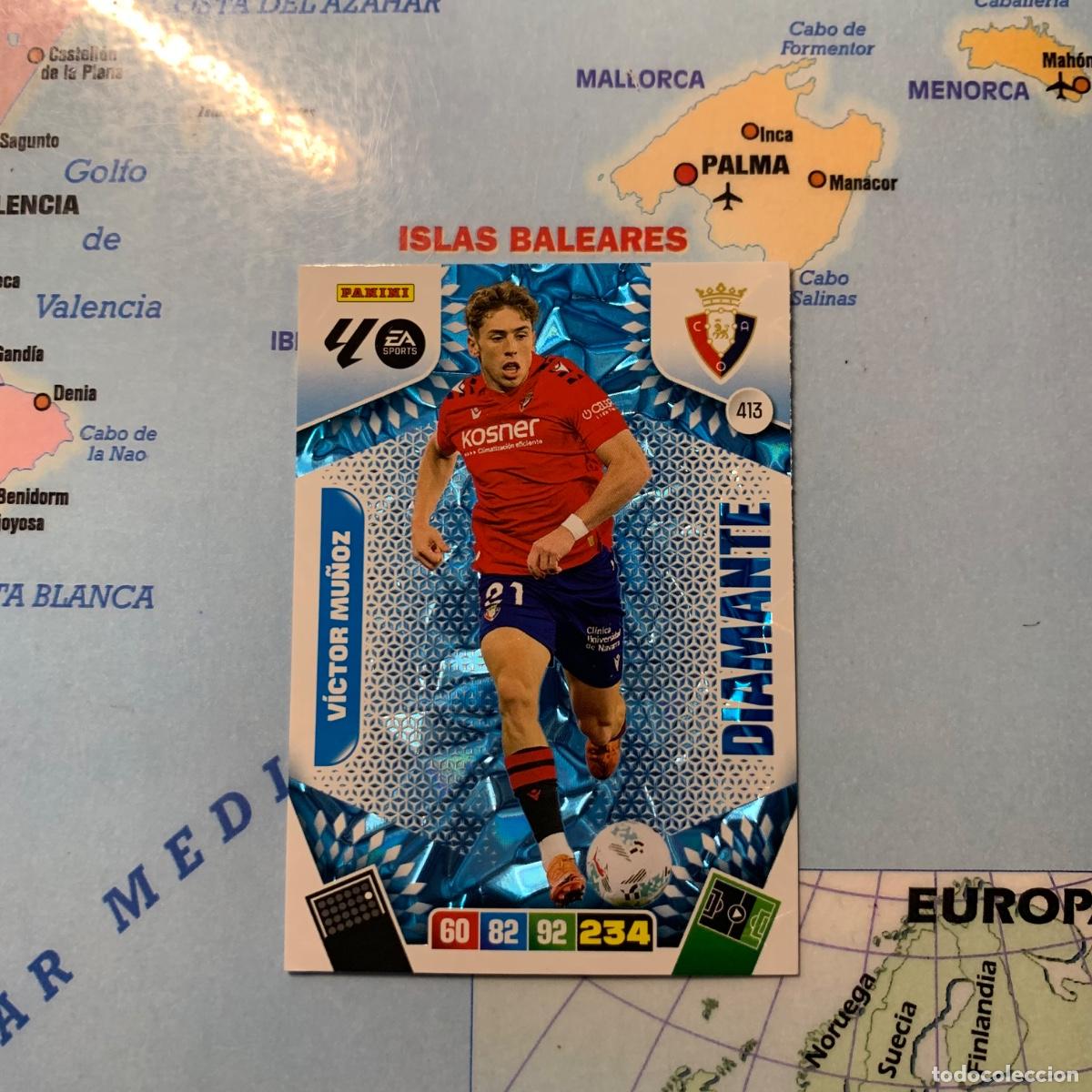 Cromos de F&uacute;tbol: Victor Mu&ntilde;oz Diamante n&uacute;mero 413 del Osasuna cromo adrenalyn XL 25-26 2025-2026