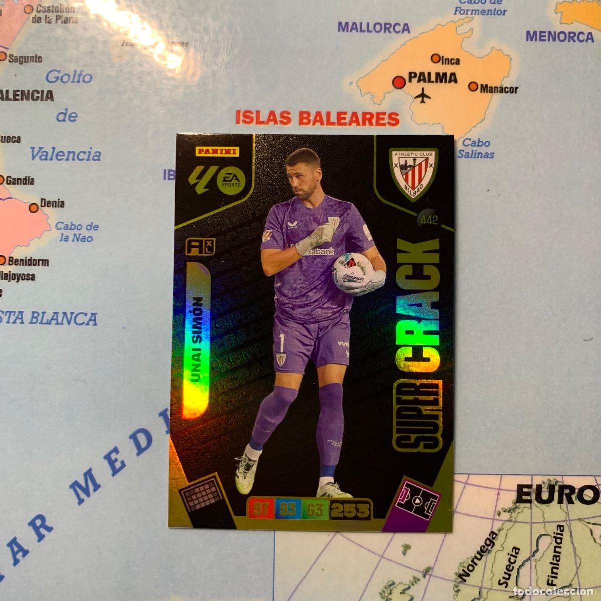 Cromos de F&uacute;tbol: Unai Simon S&uacute;per Crack n&uacute;mero 442 Del Athletic de Bilbao cromo adrenalyn XL 25-26 2025-2026