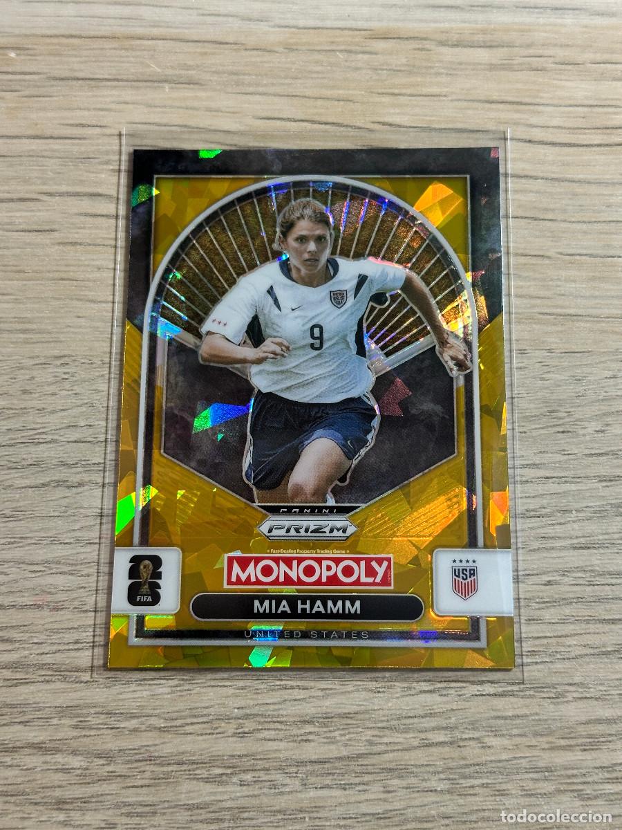 Figurine di Calcio: MIA HAMM 91 USA CRACKED GOLD WORLD CUP 2026 PANINI PRIZM MONOPOLY