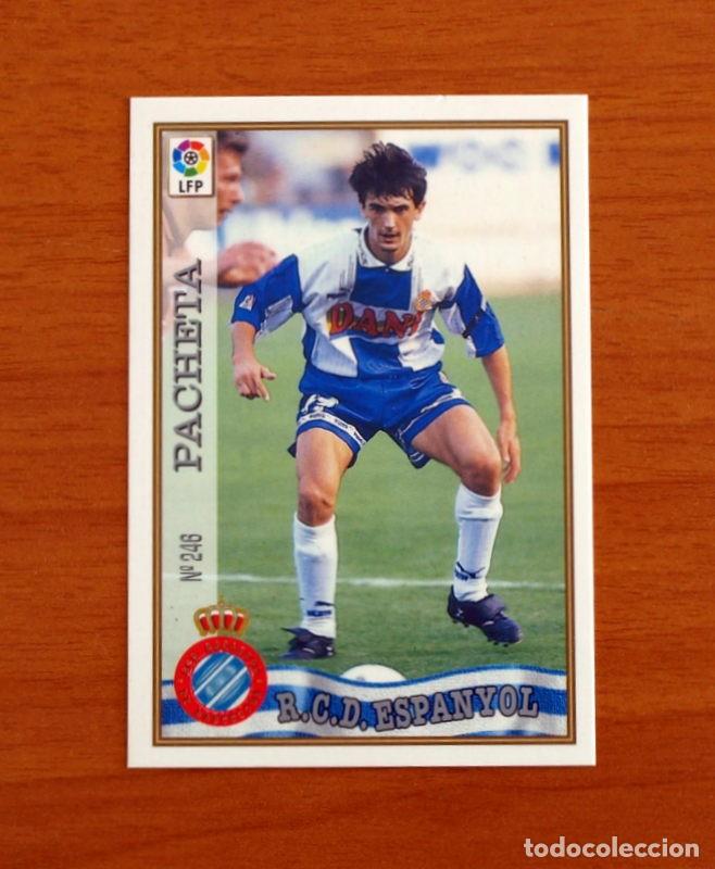 Cromos de F&uacute;tbol: R.C.D. Espa&ntilde;ol-Espanyol - N&ordm; 246 Pacheta - Mundicromo ficha de la Liga 1997-1998, 97-98
