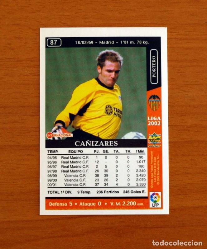 Cromos de F&uacute;tbol: Valencia - N&ordm; 87 Ca&ntilde;izares - Mundicromo Las Fichas de la Liga 2001-2002, 01-02