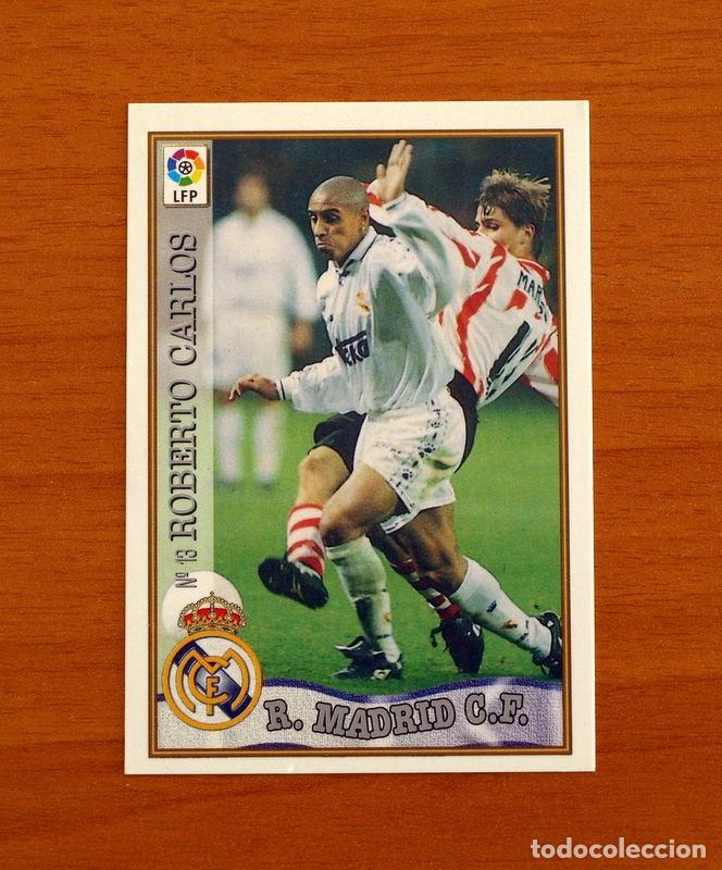 Cromos de F&uacute;tbol: Real Madrid - N&ordm; 13 Roberto Carlos - Mundicromo ficha de la Liga 1997-1998, 97-98