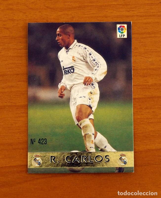 Football Stickers: Real Madrid - N&ordm; 423 Roberto Carlos - El Mejor - Mundicromo ficha de la Liga 1997-1998, 97-98
