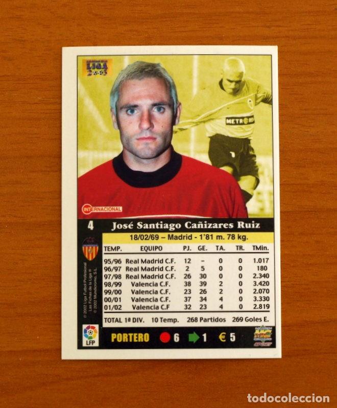 Cromos de F&uacute;tbol: Valencia - N&ordm; 4 Ca&ntilde;izares - Mundicromo Las Fichas de la Liga 2002-2003, 02-03