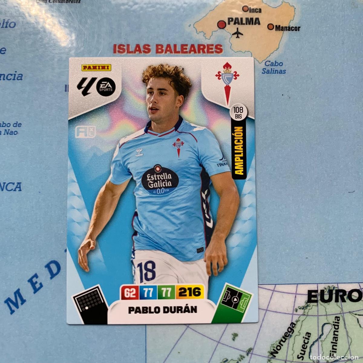 Cromos de F&uacute;tbol: Pablo Duran ampliacion n&uacute;mero 108 Bis del Celta cromo adrenalyn XL 25-26 2025-2026