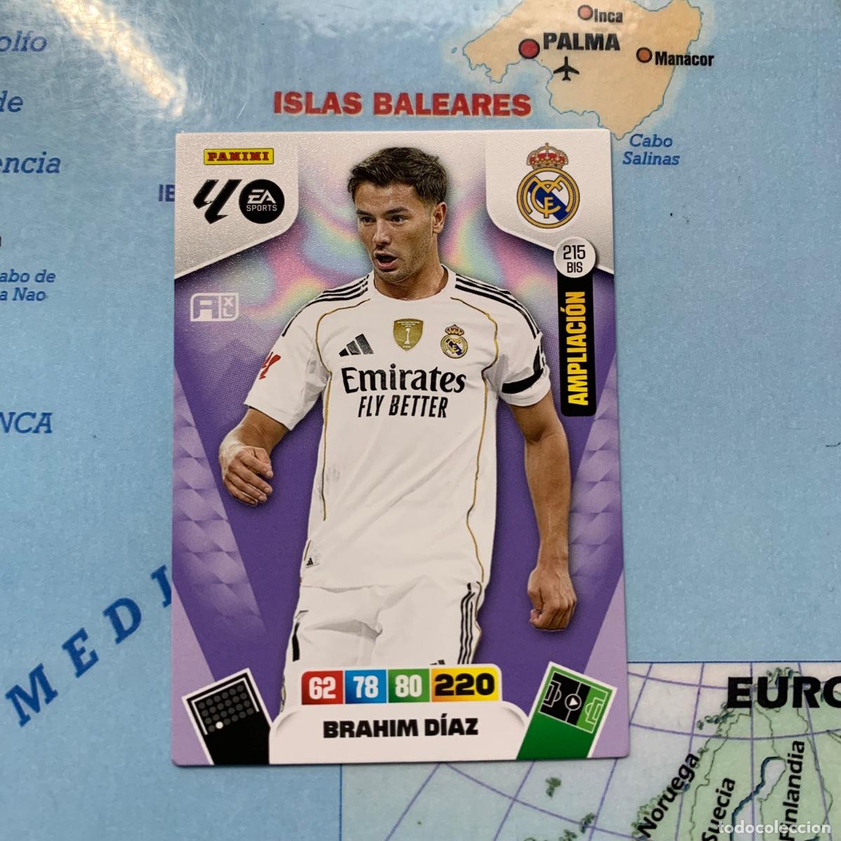 Cromos de F&uacute;tbol: Brahim Diaz ampliacion n&uacute;mero 215 Bis Del Real Madrid cromo adrenalyn XL 25-26 2025-2026