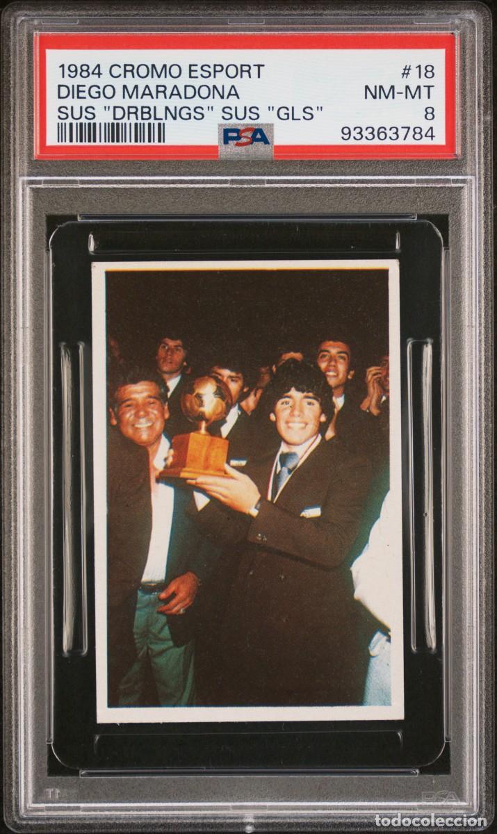 Cromos de F&uacute;tbol: Maradona #18 Driblings Goles Liga 1984 85 Futbol 1&ordf; divisi&oacute;n Cromoesport PSA 8 NM MT