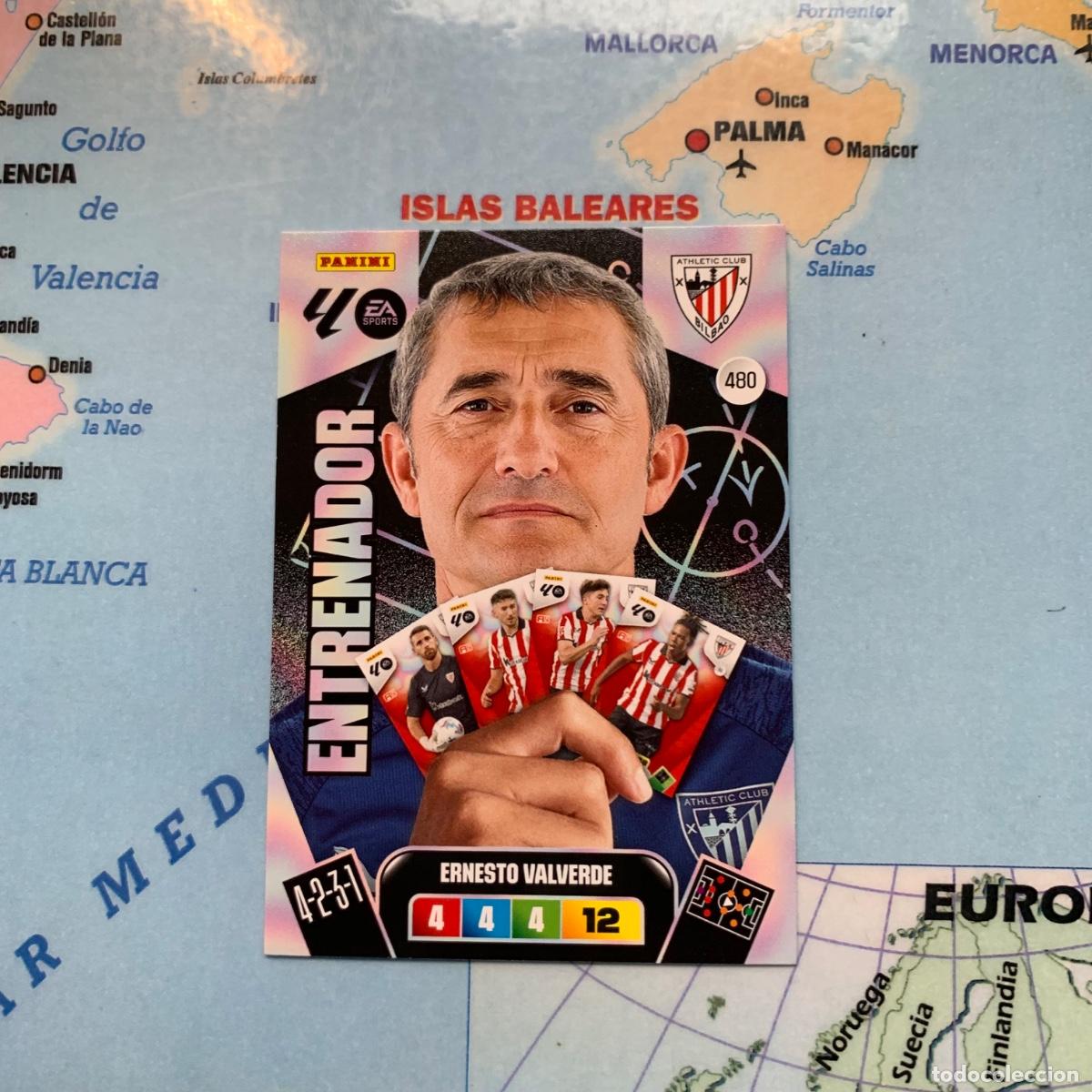 Figurine di Calcio: Ernesto Valverde entrenador n&uacute;mero 480 del Athletic de Bilbao cromo adrenalyn XL 25-26 2025-2026