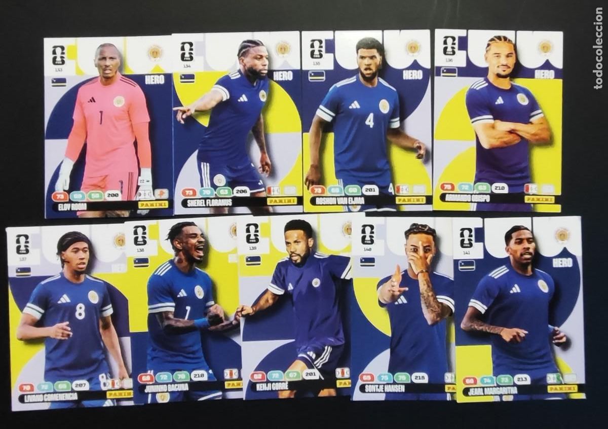 Cromos de F&uacute;tbol: ADRENALYN XL FIFA WORLD CUP 2026 LOTE DE 9 CARTAS DE CURAZAO/CURA&Ccedil;AO # PANINI