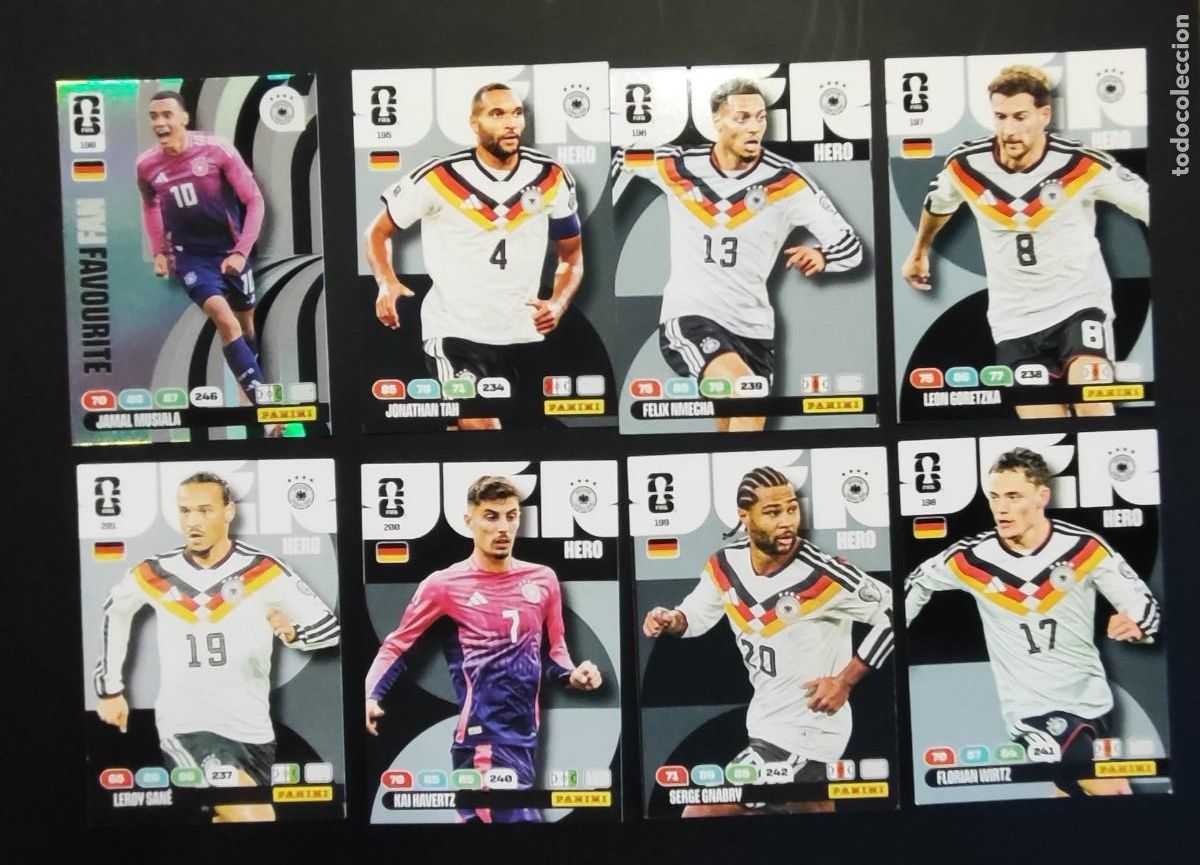 Cromos de F&uacute;tbol: ADRENALYN XL FIFA WORLD CUP 2026 LOTE DE 8 CARTAS DE ALEMANIA # PANINI