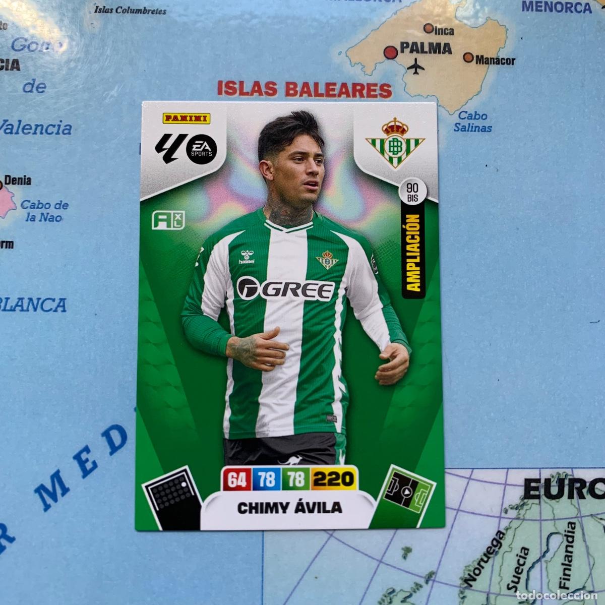Cromos de F&uacute;tbol: Chimy Avila ampliacion n&uacute;mero 90 Bis del Betis cromo adrenalyn XL 25-26 2025-2026