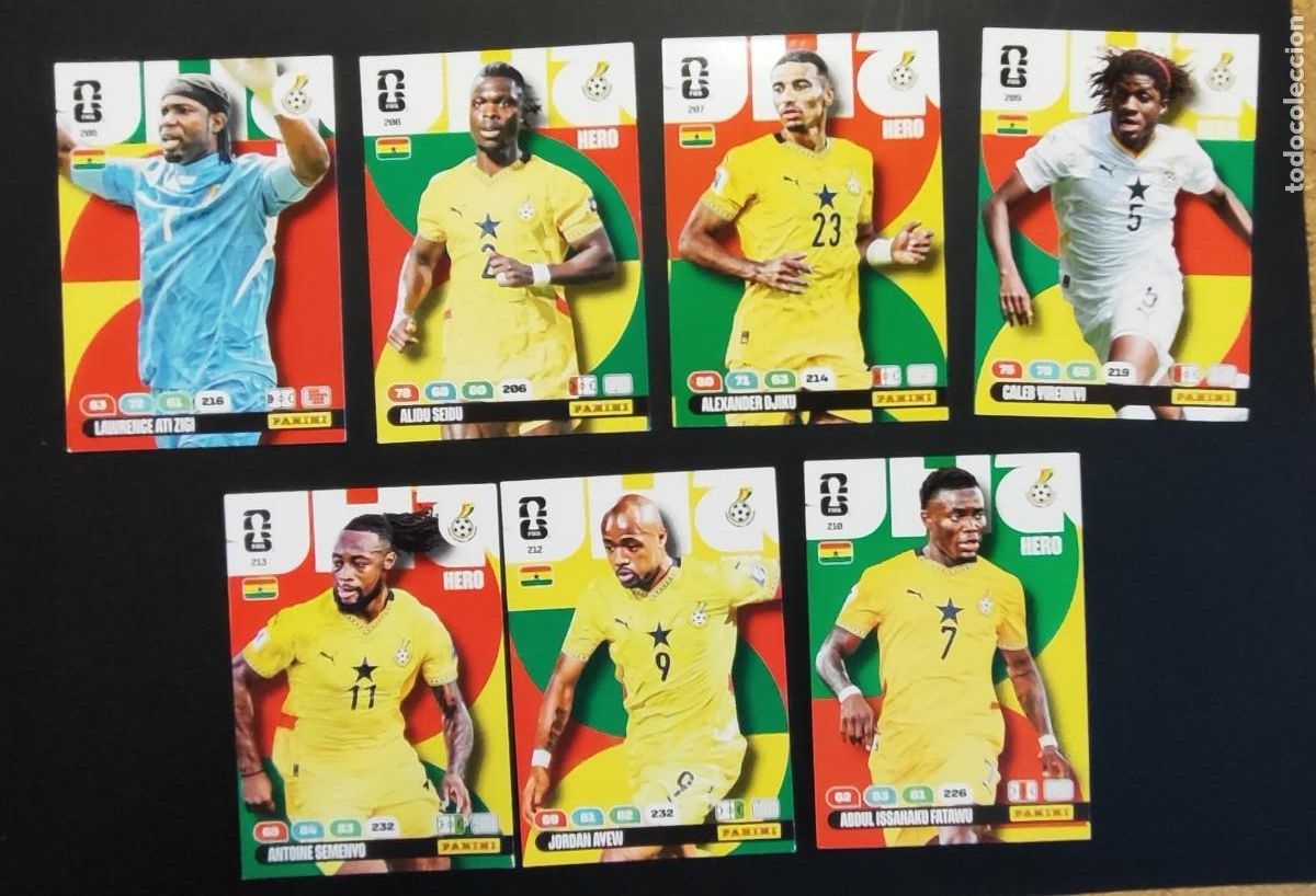 Cromos de F&uacute;tbol: ADRENALYN XL FIFA WORLD CUP 2026 LOTE DE 7 CARTAS DE GHANA # PANINI