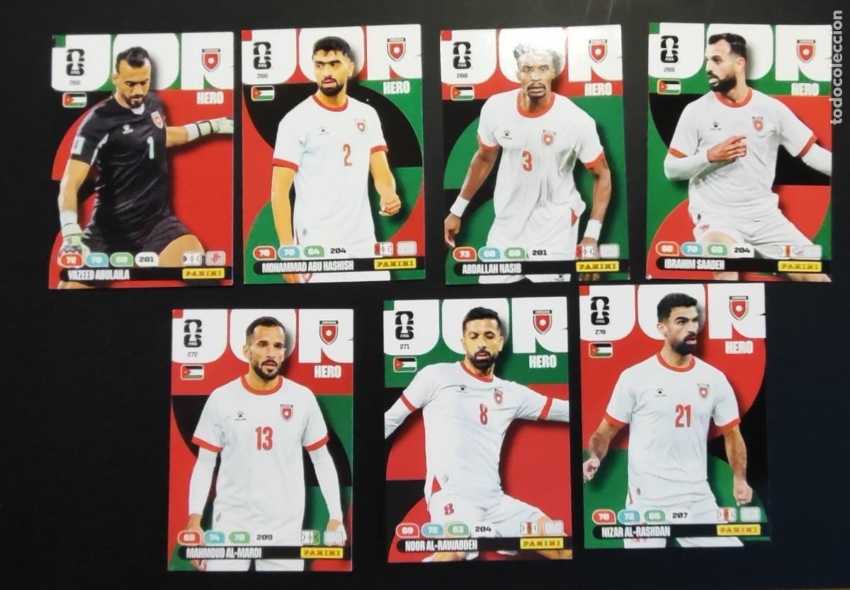 Cromos de F&uacute;tbol: ADRENALYN XL FIFA WORLD CUP 2026 LOTE DE 7 CARTAS JORDANIA # PANINI