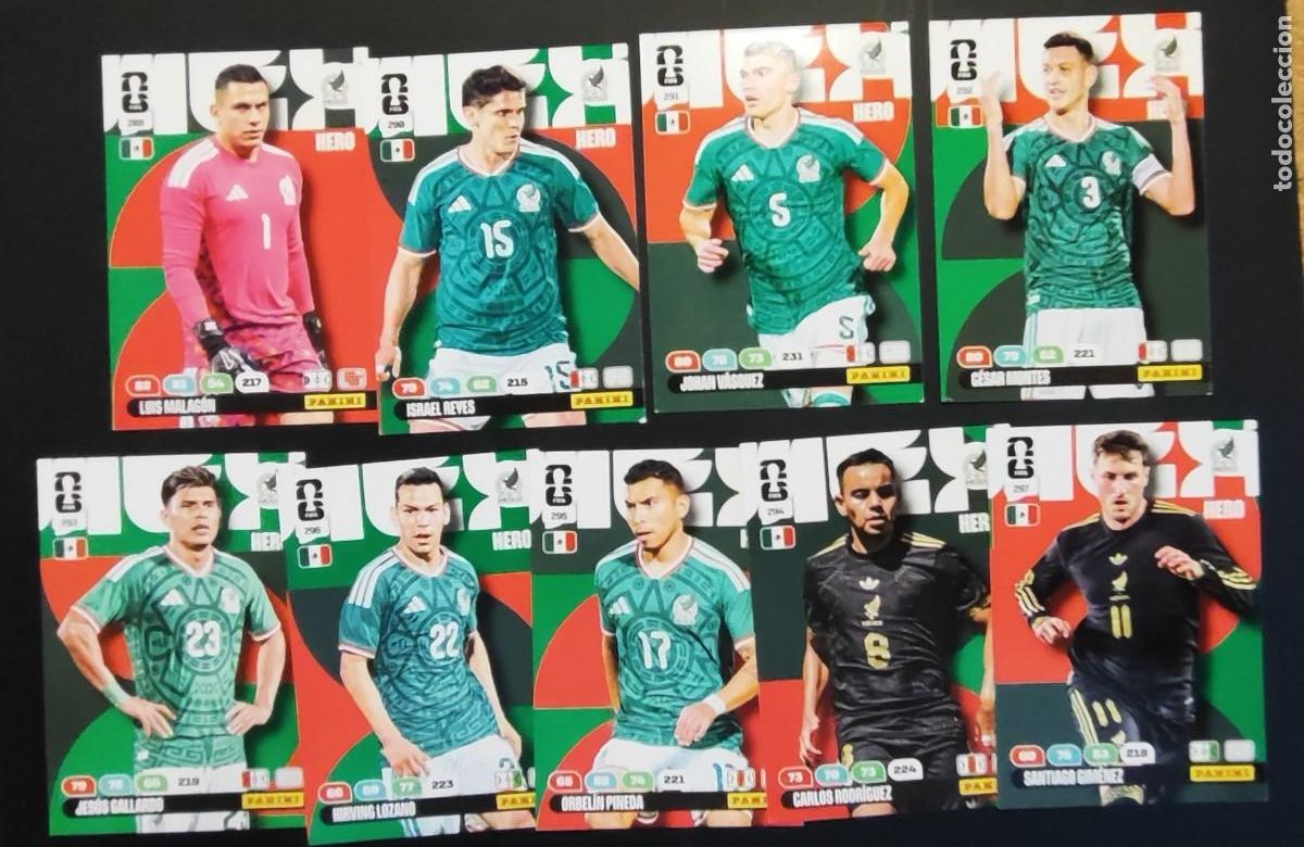 Cromos de F&uacute;tbol: ADRENALYN XL FIFA WORLD CUP 2026 LOTE DE 9 CARTAS MEXICO # PANINI
