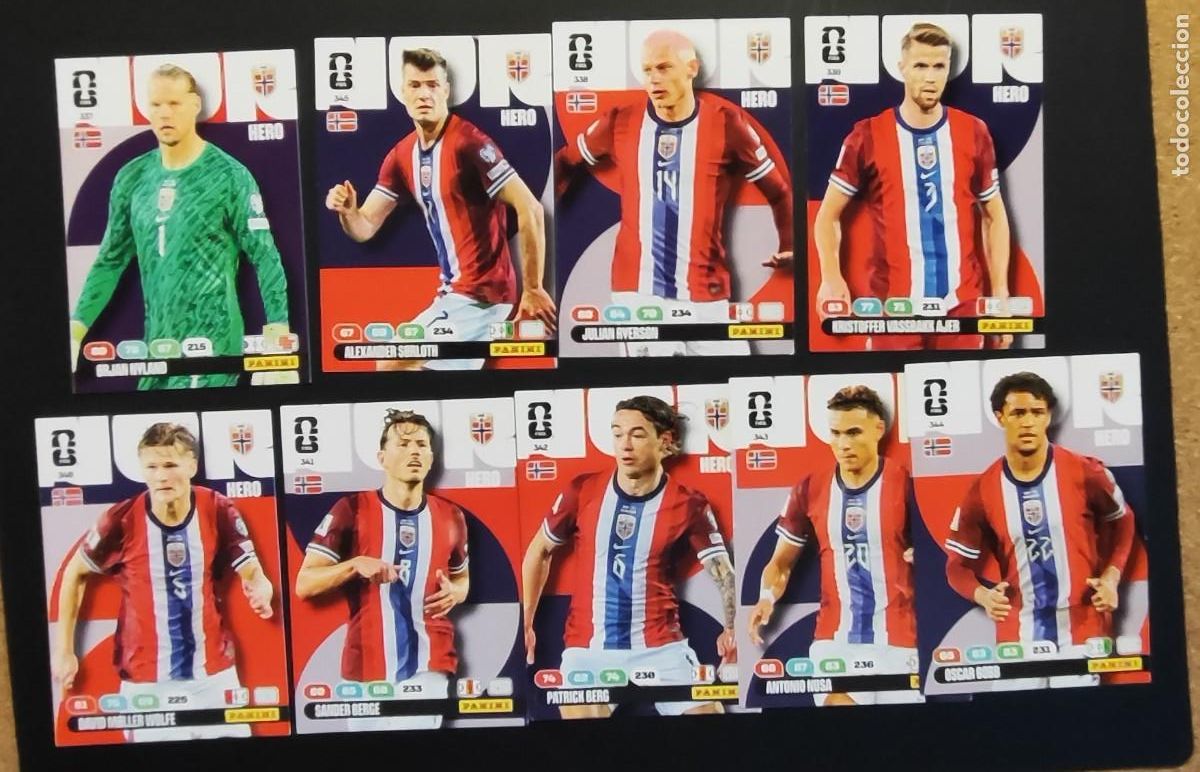 Cromos de F&uacute;tbol: ADRENALYN XL FIFA WORLD CUP 2026 LOTE DE 9 CARTAS NORUEGA # PANINI