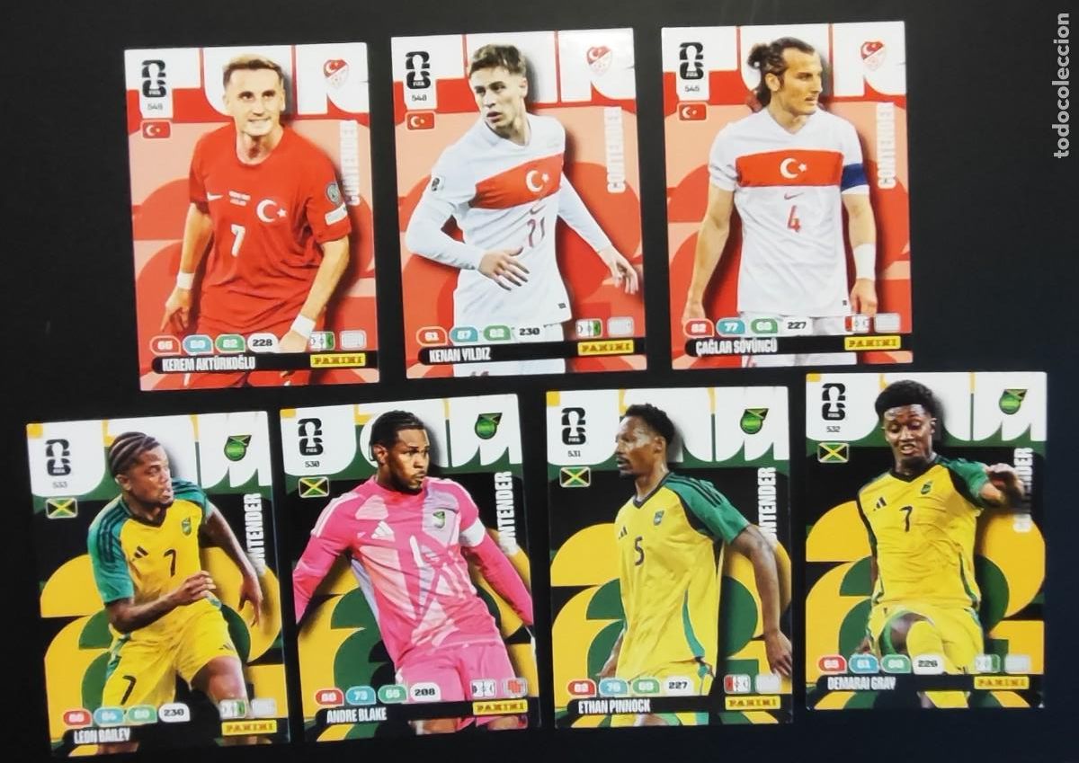 Cromos de Futebol: ADRENALYN XL FIFA WORLD CUP 2026 LOTE DE 7 CARTAS DE TURQUIA/JAMAICA # PANINI