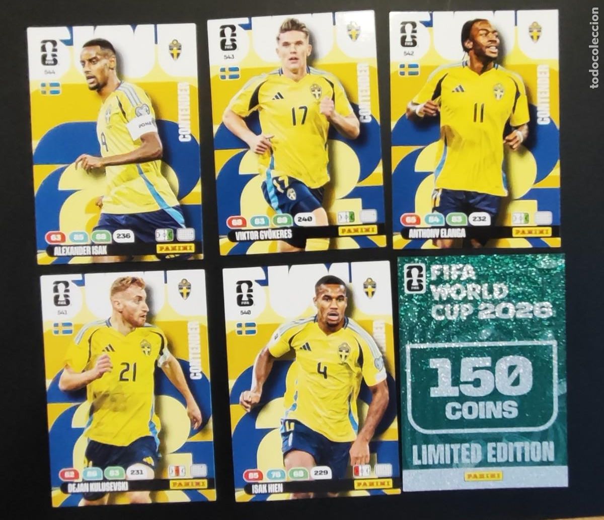 Cromos de F&uacute;tbol: ADRENALYN XL FIFA WORLD CUP 2026 LOTE DE 6 CARTAS DE SUECIA # PANINI