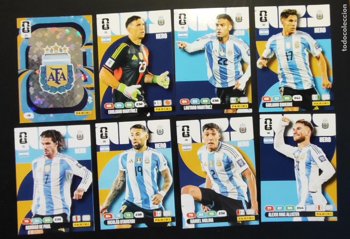 Cromos de F&uacute;tbol: ADRENALYN XL FIFA WORLD CUP 2026 LOTE DE 8 CARTAS DE ARGENTINA # PANINI