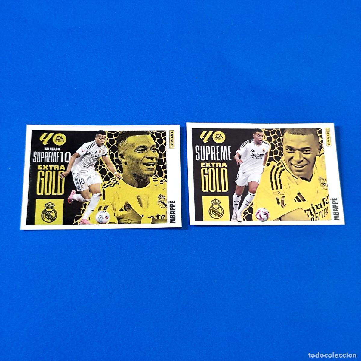 Cromos de F&uacute;tbol: Liga Este 2025 2026 / 25 26 Extra Gold Supreme y Supreme 10 Mbapp&eacute; Real Madrid