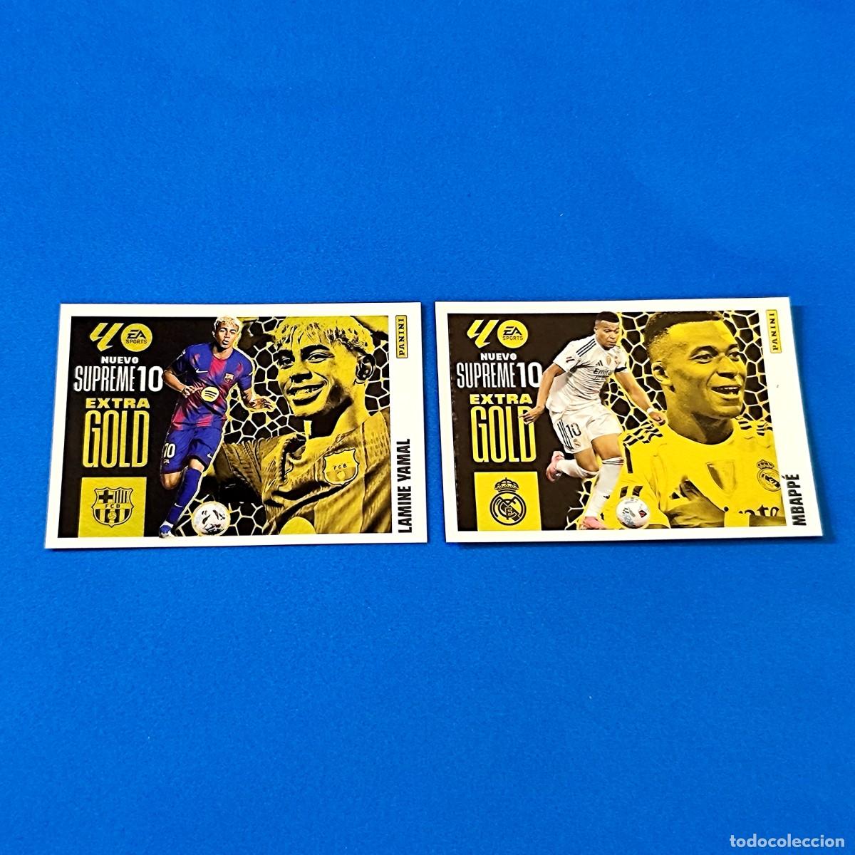 Cromos de F&uacute;tbol: Liga Este 2025 2026 / 25 26 Extra Gold Supreme 10 Mbapp&eacute; Real Madrid - Lamine Yamal Barcelona