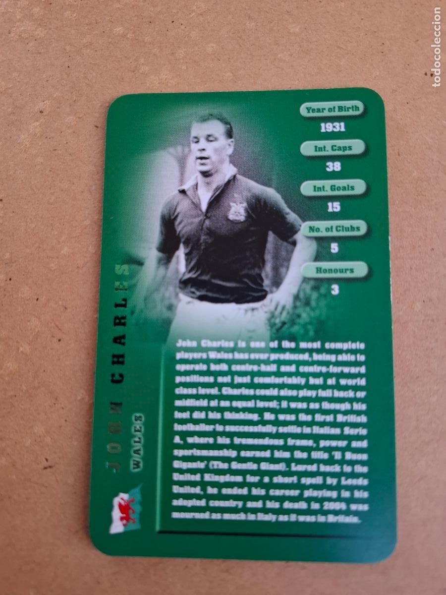 Cromos de F&uacute;tbol: CARD JOHN CHARLES - WALES / GALES - TOP TRUMPS FOOTBALL LEGENDS