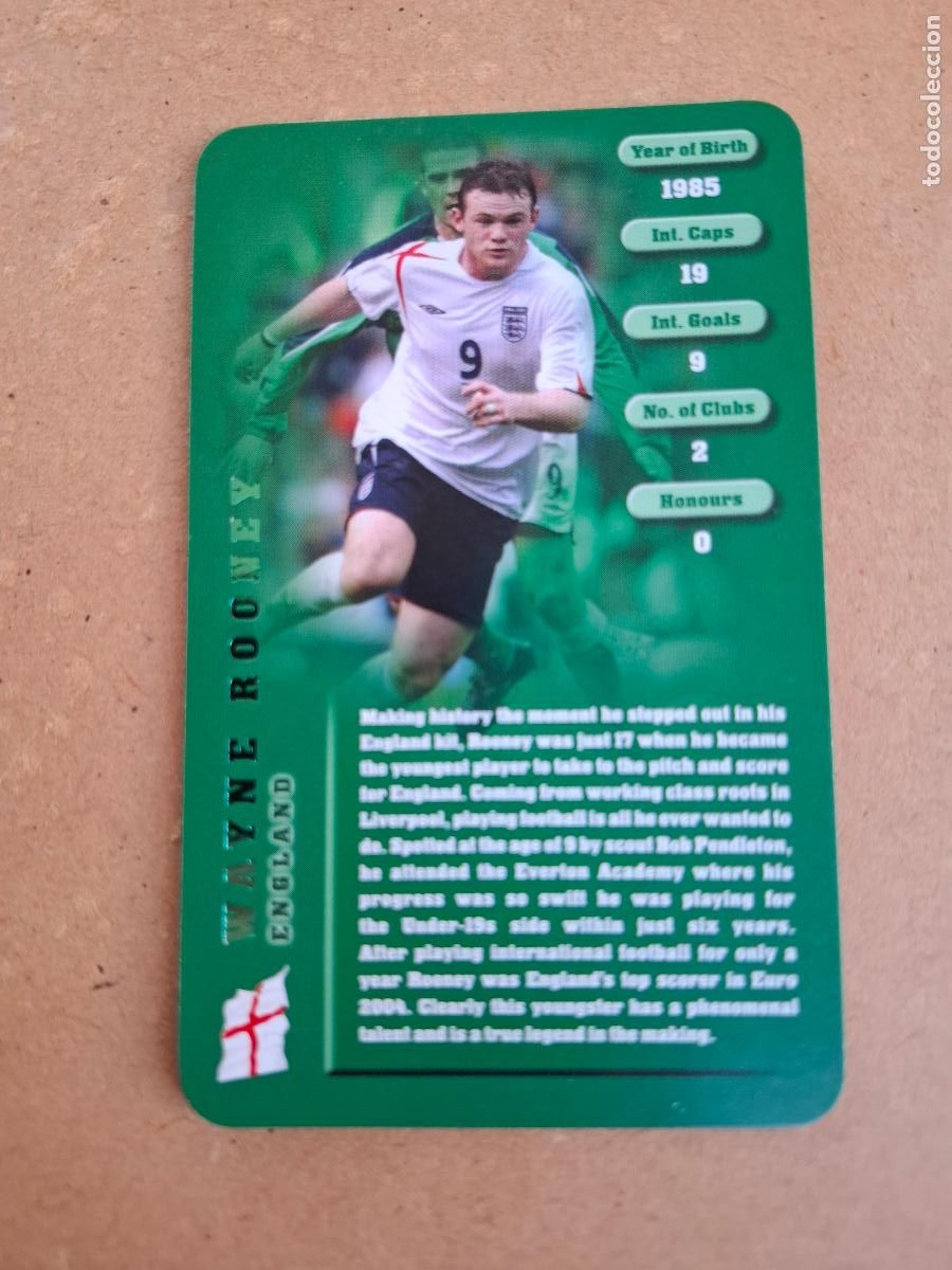 Cromos de F&uacute;tbol: CARD WAYNE ROONEY - ENGLAND / INGLATERRA - TOP TRUMPS FOOTBALL LEGENDS