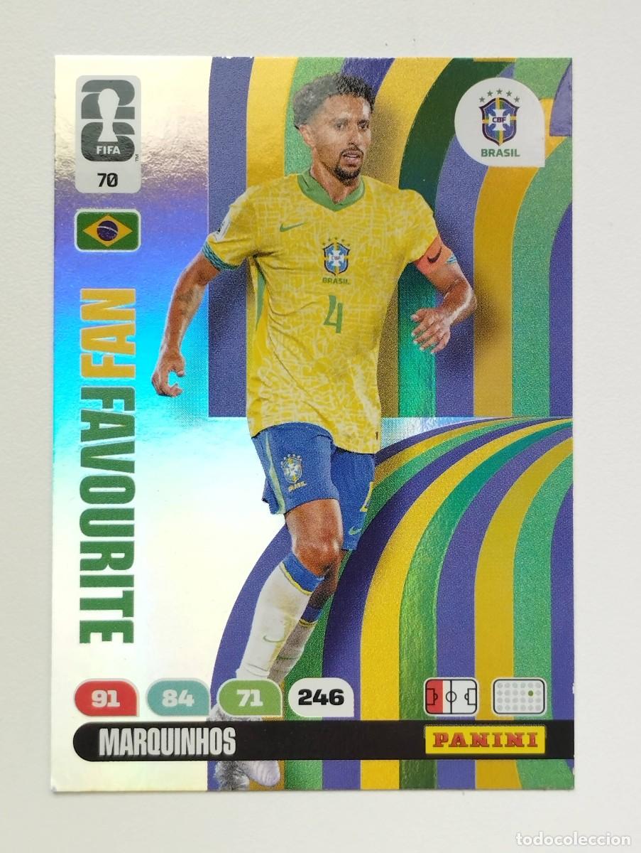 Cromos de F&uacute;tbol: CROMO CARD ADRENALYN MUNDIAL WORLD CUP 2026 FANS FAVOURITE 70 MARQUINHOS BRASIL