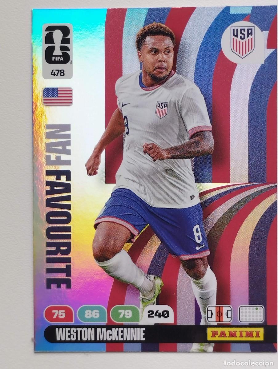 Figurine di Calcio: CROMO CARD ADRENALYN MUNDIAL WORLD CUP 2026 FANS FAVOURITE 478 WESTON McKENNIE ESTADOS UNIDOS USA