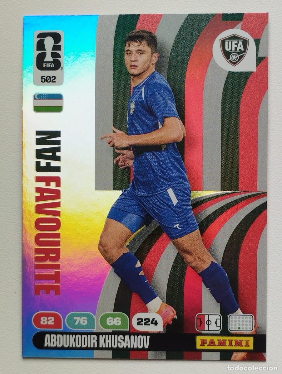 Football Stickers: CROMO CARD ADRENALYN MUNDIAL WORLD CUP 2026 FANS FAVOURITE 502 KHUSANOV UBEKISTAN