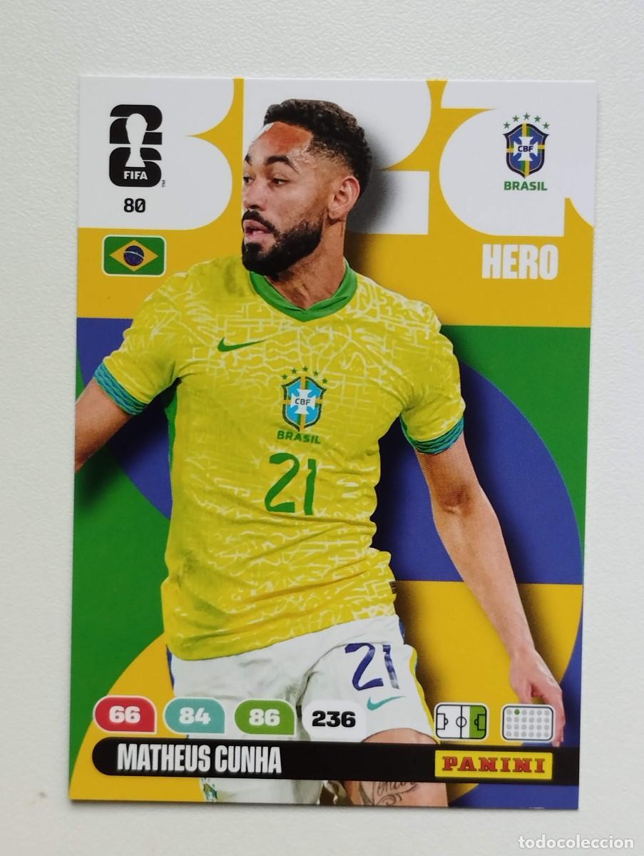 Cromos de F&uacute;tbol: CROMO CARD ADRENALYN MUNDIAL WORLD CUP 2026 HERO BRASIL 80 MATHEUS CUNHA