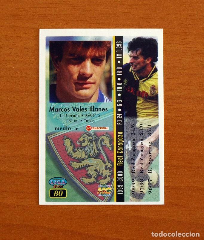 Cartes &agrave; collectionner de Football: Real Zaragoza - N&ordm; 80, Marcos Vales - Las Fichas de la Liga Mundicromo 2000-2001, 02-01