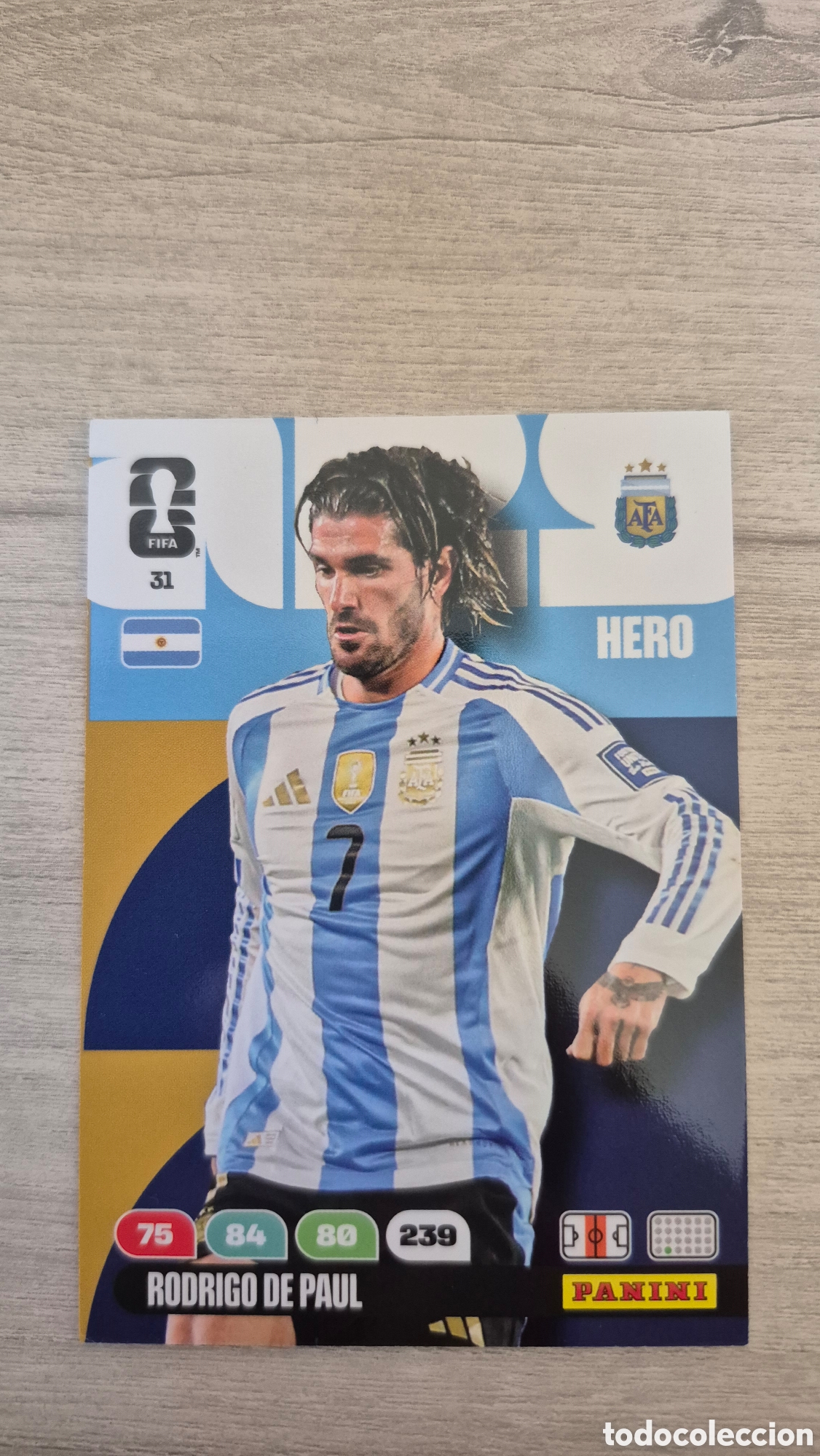 Cartes &agrave; collectionner de Football: N&deg;31 Argentina Rodrigo De Paul Adrenalyn FIFA World Cup 26