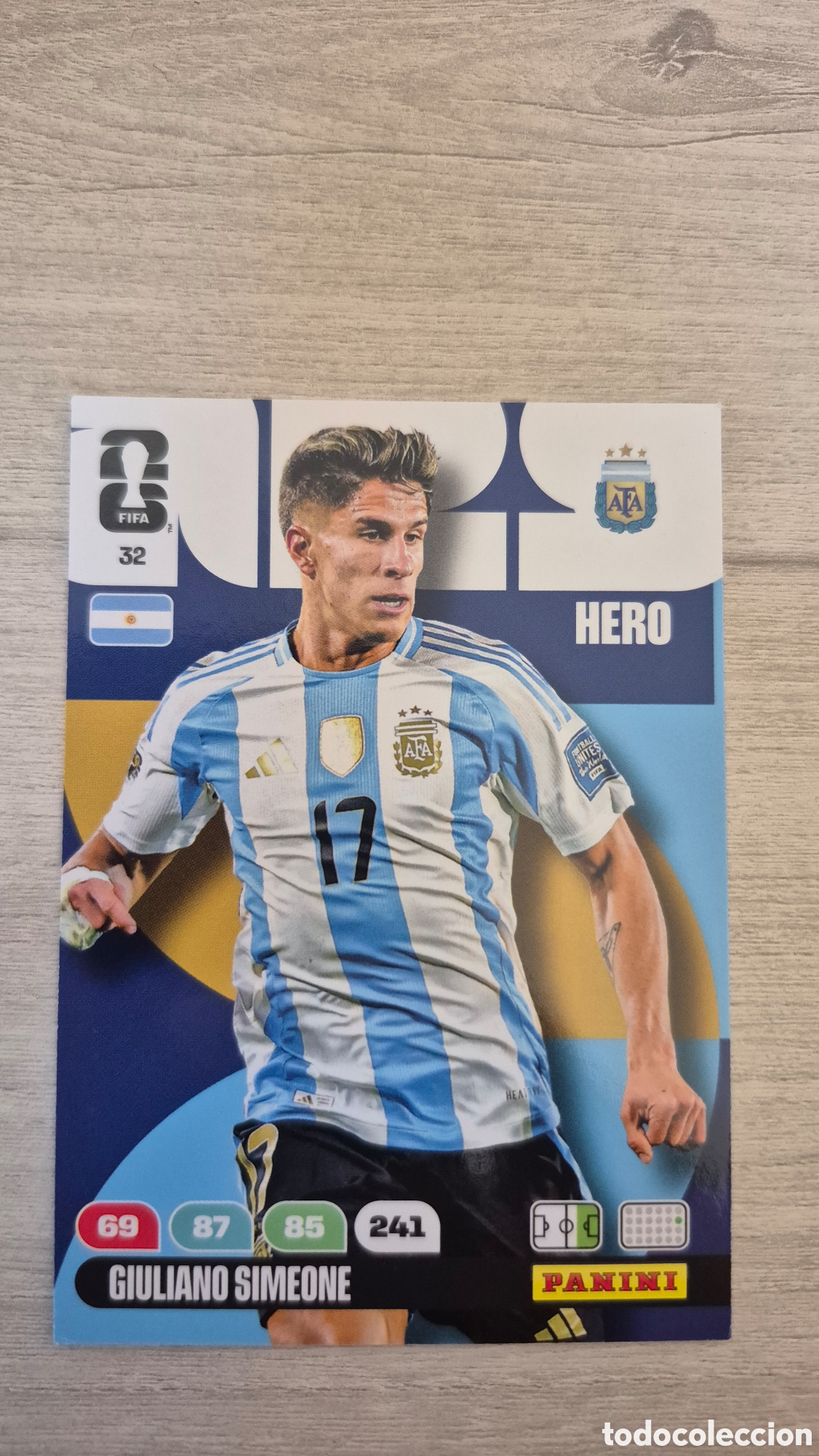 Cartes &agrave; collectionner de Football: N&deg;32 Argentina Giuliano Simeone Adrenalyn FIFA World Cup 26