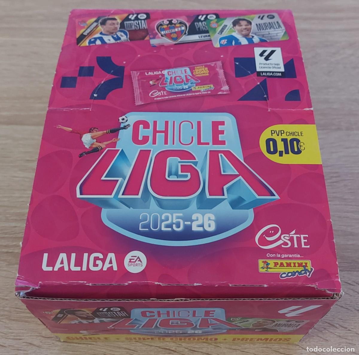 Cromos de F&uacute;tbol: Caja con 96 chicles cromos liga Este 2025 2026