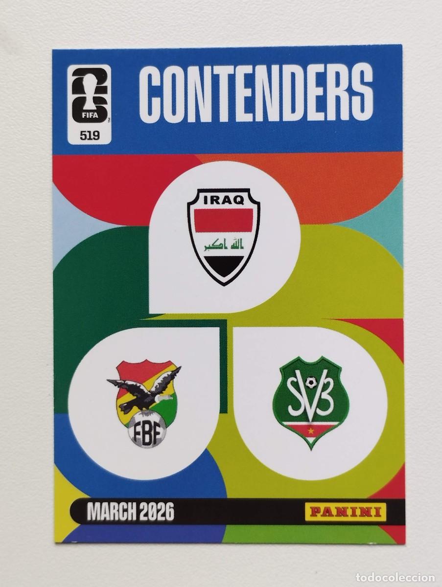 Cromos de F&uacute;tbol: CROMO CARD ADRENALYN MUNDIAL WORLD CUP 2026 CONTENDERS 519 ESCUDOS IRAQ BOLIVIA SURINAM