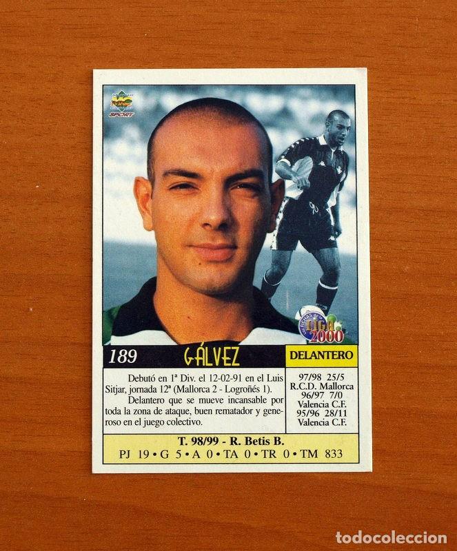 Cromos de F&uacute;tbol: Real Betis - N&ordm; 189, G&aacute;lvez - Las Fichas de la Liga Mundicromo 1999-2000, 99-00
