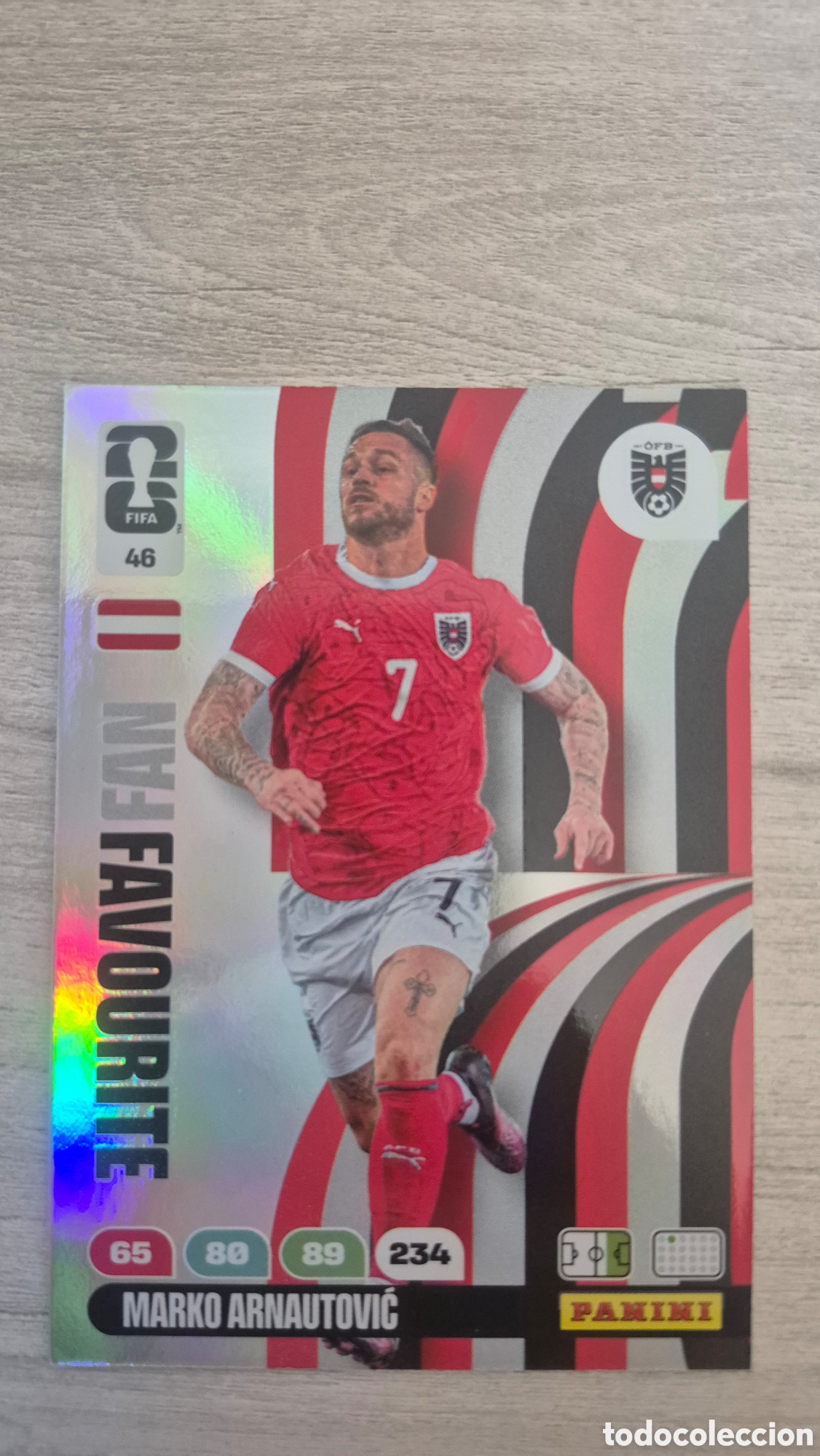 Cartes &agrave; collectionner de Football: N&deg;46 Fan Favourite Austria Marko Arnautović Adrenalyn FIFA World Cup 26