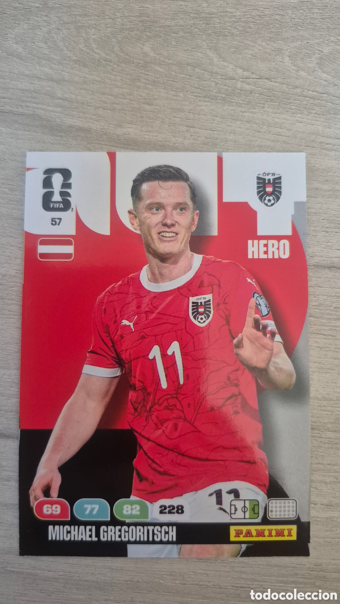 Cartes &agrave; collectionner de Football: N&deg;57 Austria Michael Gregoritsch Adrenalyn FIFA World Cup 26