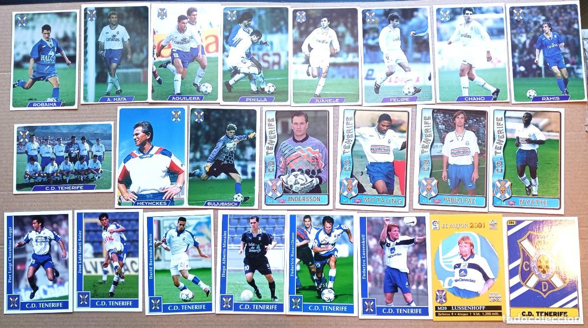Cromos de F&uacute;tbol: CD TENERIFE LOTE 23 CROMOS DIFERENTES MUNDICROMO 1995 1996 1997 2002 CHANO PINILLA MATA CARTA L191